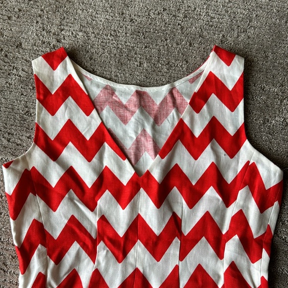 Kate Spade Red & White Chevron Linen Top - Picture 8 of 10